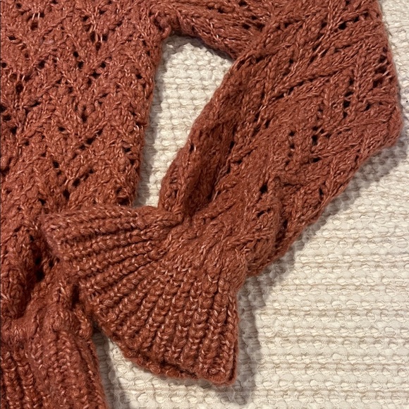 Bohme Terracotta Knit Sweater with Ruffle sleeves. - Picture 3 of 5